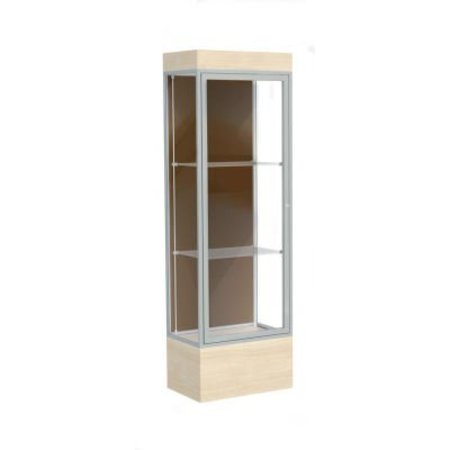 WADDELL DISPLAY CASE OF GHENT Edge Lighted Floor Case, Chocolate Back, Satin Frame, 12" Chardonnay Base, 24"W x 76"H x 20"D 93LFCO-SN-CD